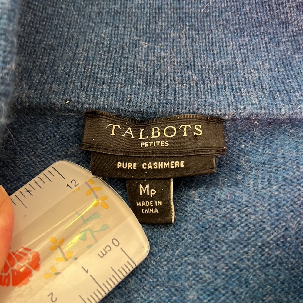 Talbots petites pure cashmere blue sweater size Mp - Picture 9 of 10